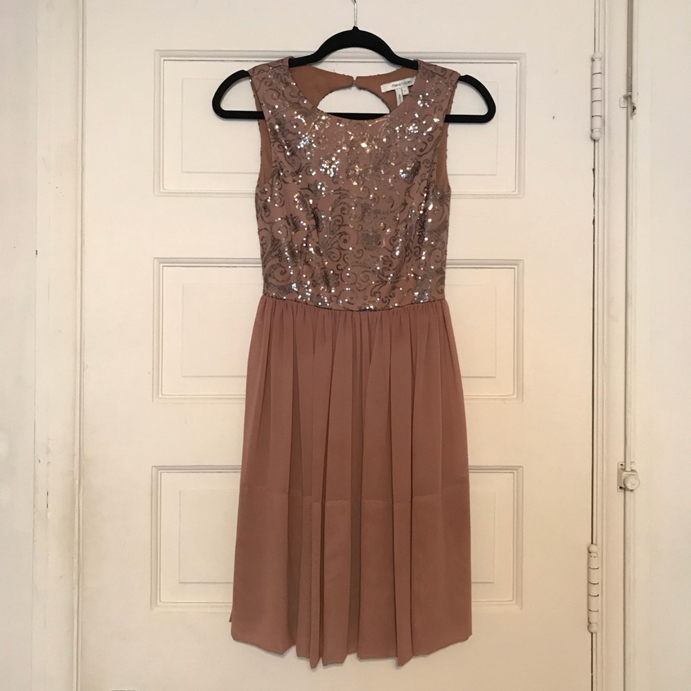 Max and Cleo Sequin Top Keyhole Dress
